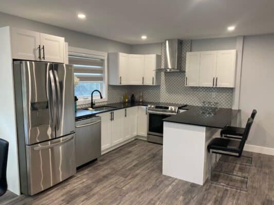 Custom white kitchen cabinets